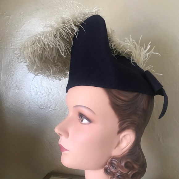 CHIC 1940s NAVY FELT \